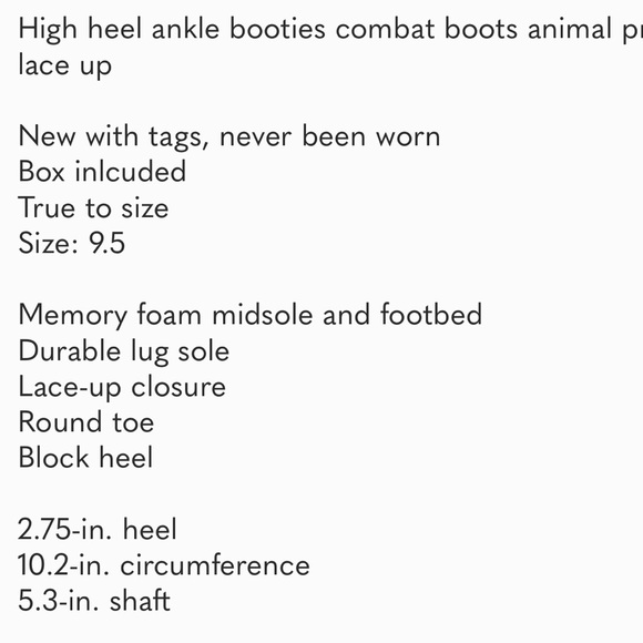 🆕 NIB High heel ankle booties. Lace up combat boots side zipper Python print - Picture 2 of 4